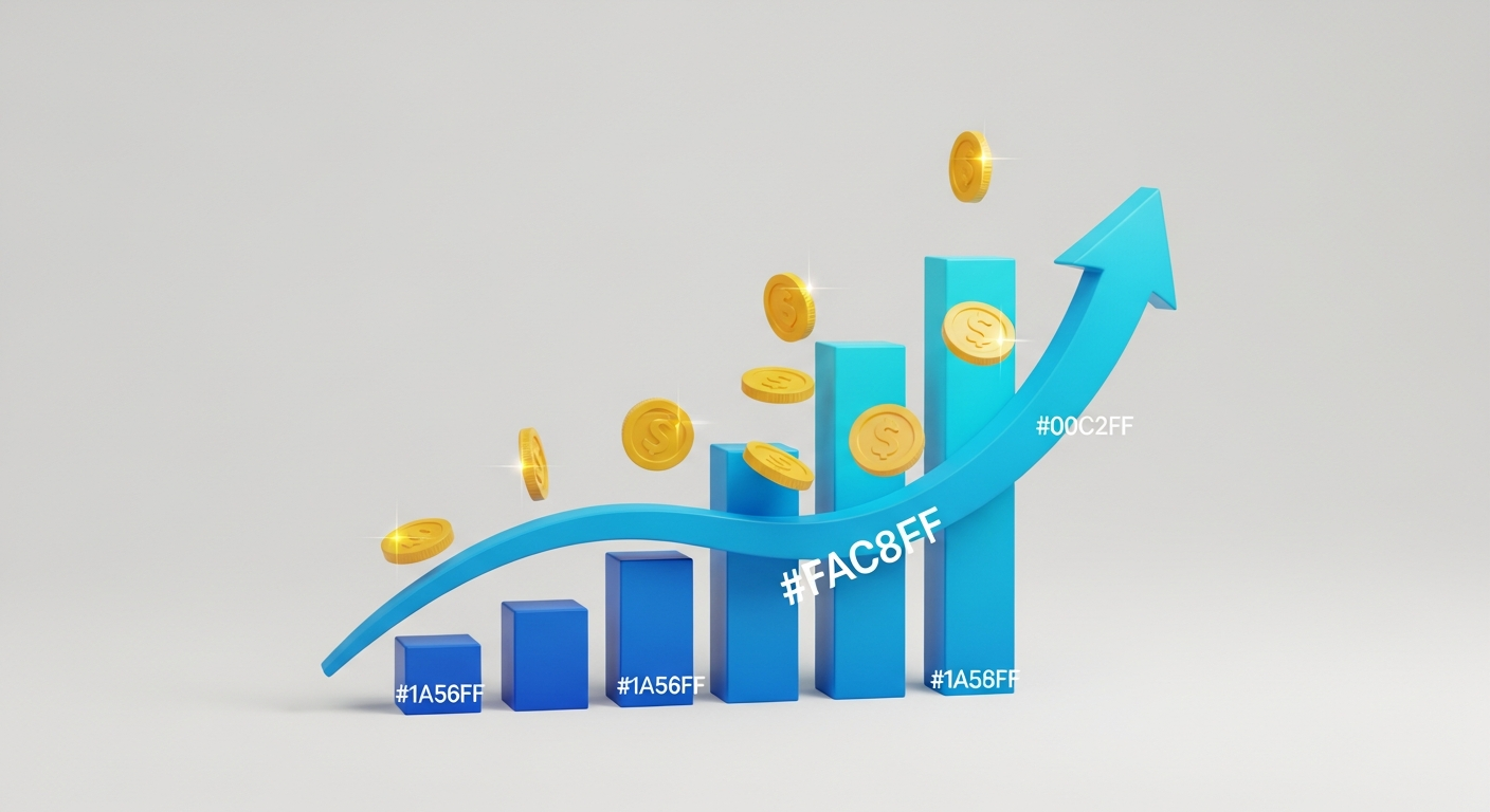 Calculator, charts, and workflow diagrams illustrating the ROI of AI automation for a business